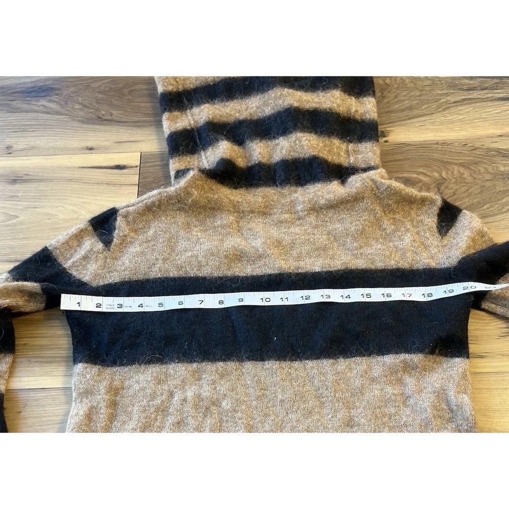 Free People Alpaca Blend Striped Slouchy Turtleneck Sweater Brown Black Sz M - Picture 8 of 10
